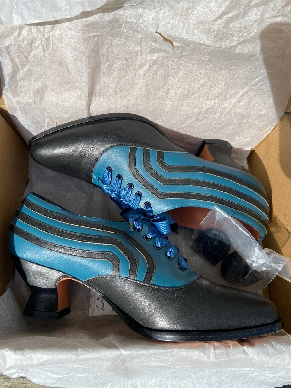 American Duchess Bernadette Blue/Black Edwardian Oxford Shoe Women's Size 9.5 - Picture 11 of 14